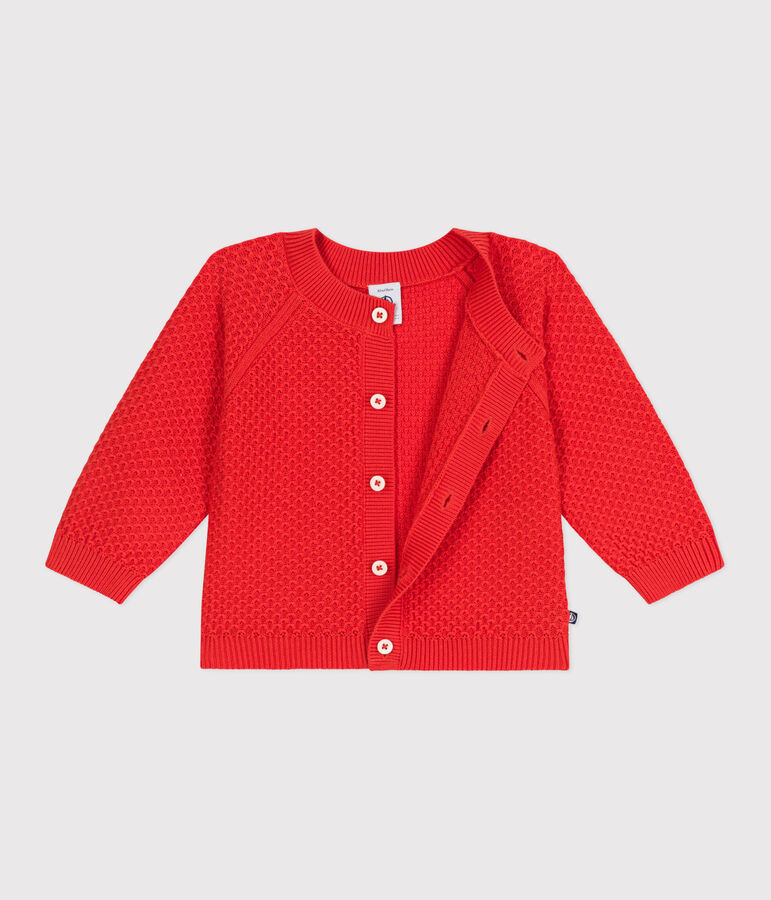 Baby-Cardigan aus Baumwolle mit Zierstrick rot SPICY