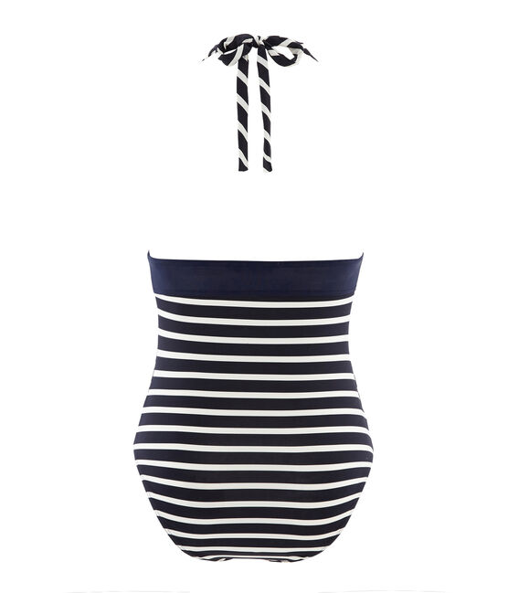 Badeanzug 1-teilig damen blau ABYSSE/weiss MARSHMALLOW