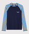 Damen-T-Shirt mit UV-Schutz aus recycelten Materialien blau SURF/weiss MARSHMALLOW