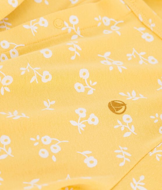 Gemusterter Cardigan aus Baumwolle für Mädchen gelb ORGE/weiss MARSHMALLOW