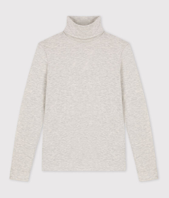 Warmes Damen-T-Shirt L’ICONIQUE mit Rollkragen grau BELUGA CHINE