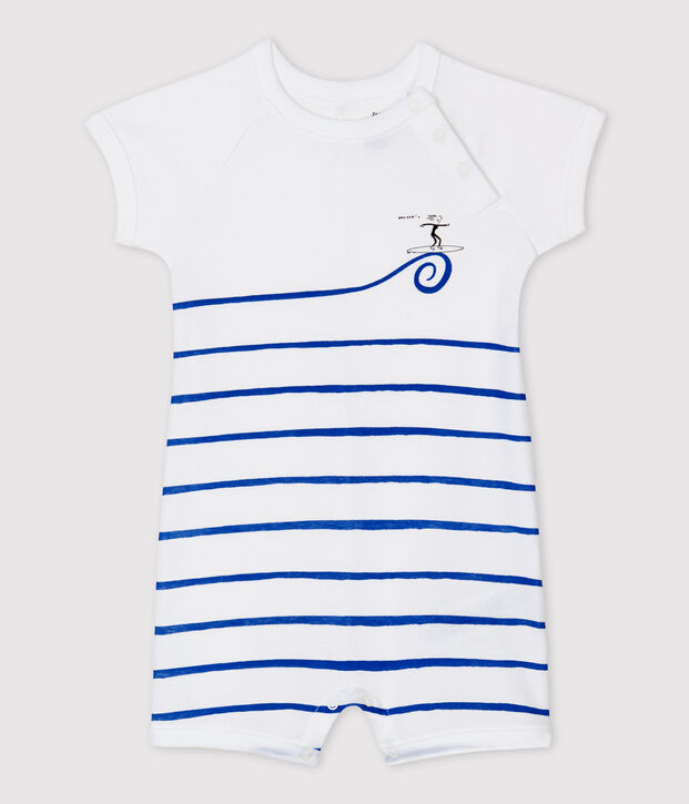 Baby-Kurzoverall aus Bio-Baumwolle weiss
