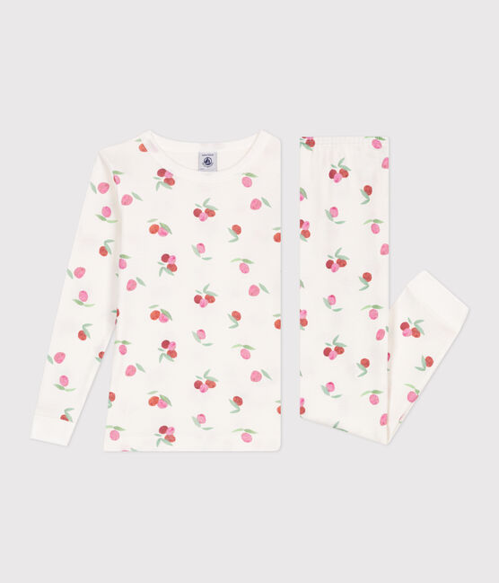 Sehr taillierter Kinderpyjama aus bedruckter Baumwolle MARSHMALLOW/ PEONIA/ MULTICO
