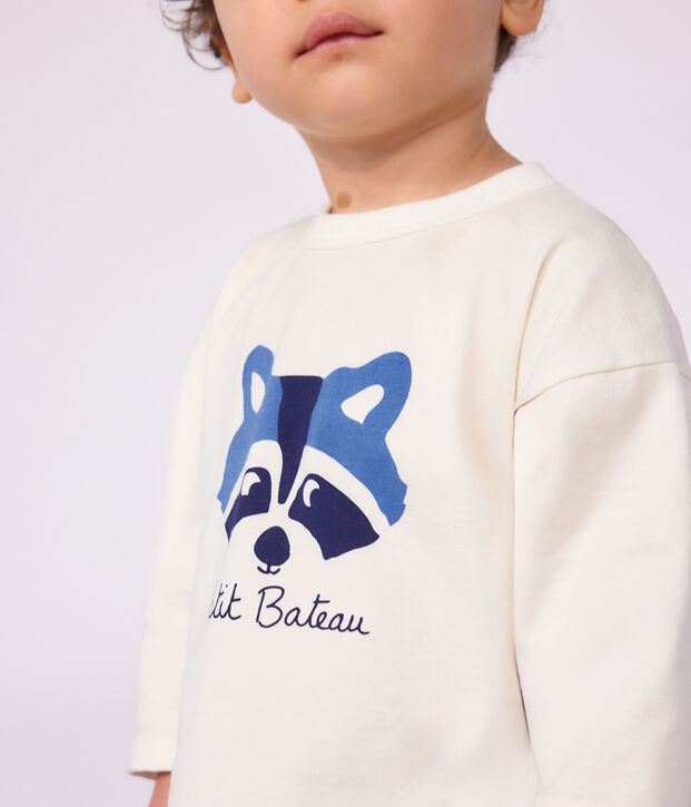 Lang&auml;rmeliges Baby T-Shirt aus einfarbiger Baumwolle mit Motiv MILK
