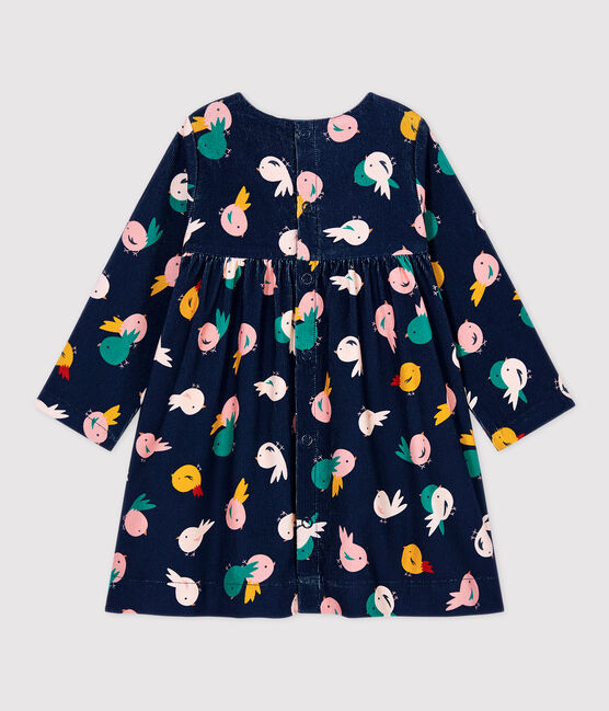 Baby-Kleid aus Cord für Mädchen blau SMOKING/weiss MULTICO