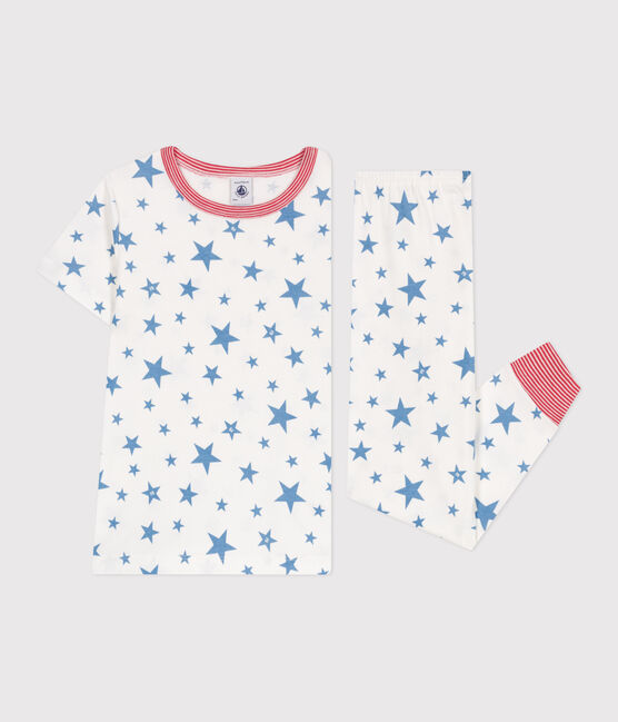 Kinder-Pyjama aus Baumwolle mit Sternmotiv weiss MARSHMALLOW/blau ALASKA