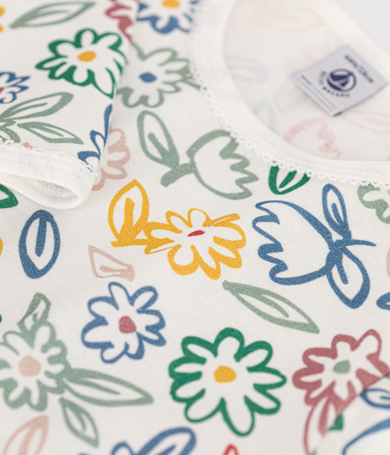 Kinder-Nachthemd aus Baumwolle mit Blumenmotiv weiss/vielfarbig