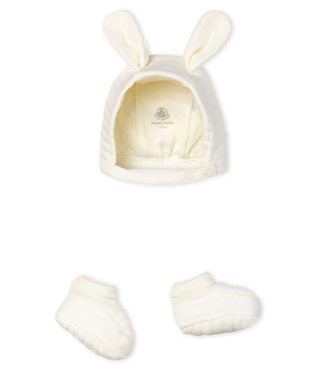 Set mit M&uuml;tzchen und Babyschuhen aus gestepptem Doppeljersey vielfarbig