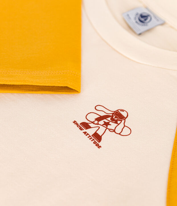 Lang&auml;rmeliges T-Shirt aus Baumwolle f&uuml;r Kinder/Jungen naturfarben/gelb