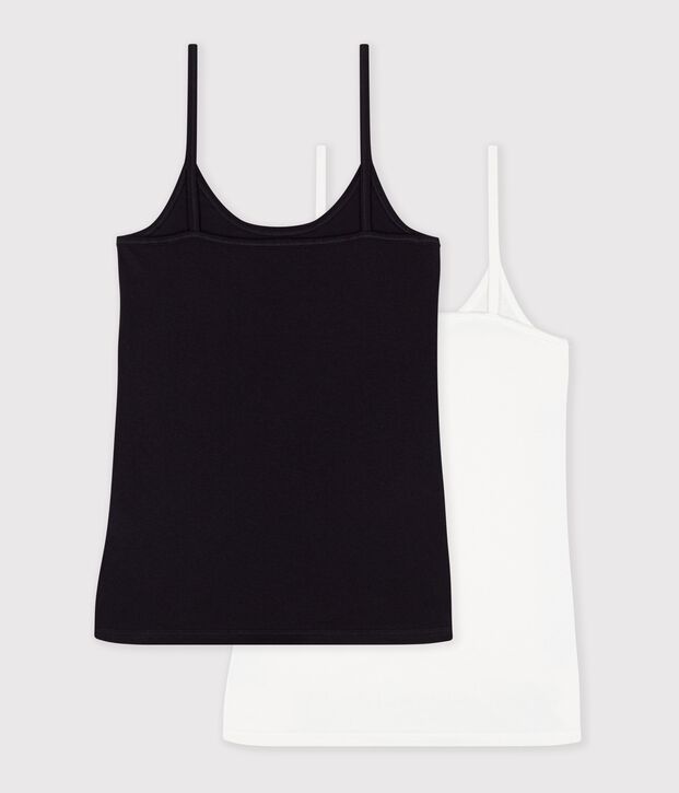 Set aus Tr&auml;gerhemden f&uuml;r Damen aus leichter, unifarbener Baumwolle vielfarbig