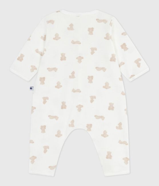 Strampler ohne Füßchen aus Baumwolle mit Bärmotiv MARSHMALLOW/ BRUN