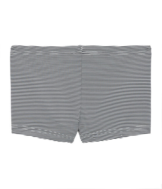 Badehose mit Milleraies-Streifenmuster für Jungen blau ABYSSE/weiss LAIT