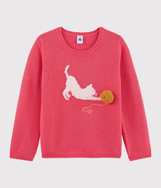 Kinderpullover aus Wolle und Baumwolle für Mädchen rosa ROSE FLASHY