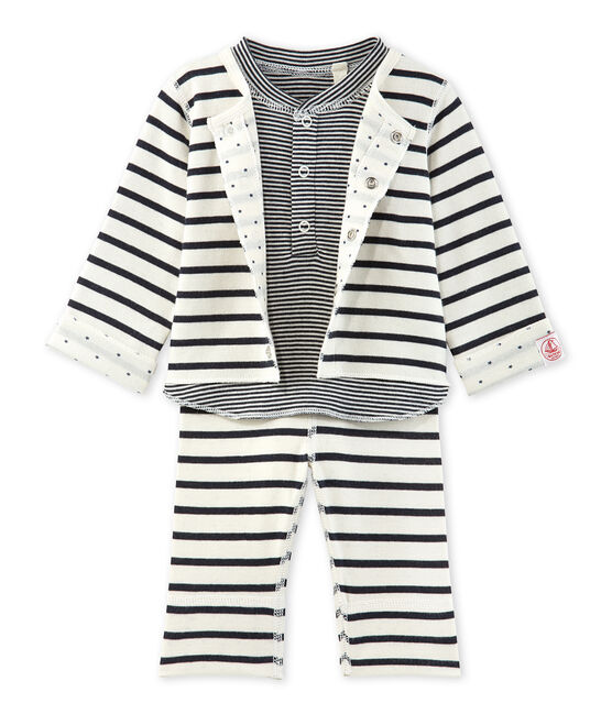 Ensemble bébé 3 pièces réversible beige COQUILLE/blau SMOKING