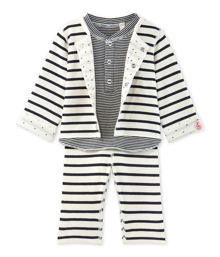 Ensemble b&eacute;b&eacute; 3 pi&egrave;ces r&eacute;versible beige COQUILLE/blau SMOKING