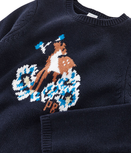 Kinder-Pullover Mädchen blau SMOKING/weiss MULTICO