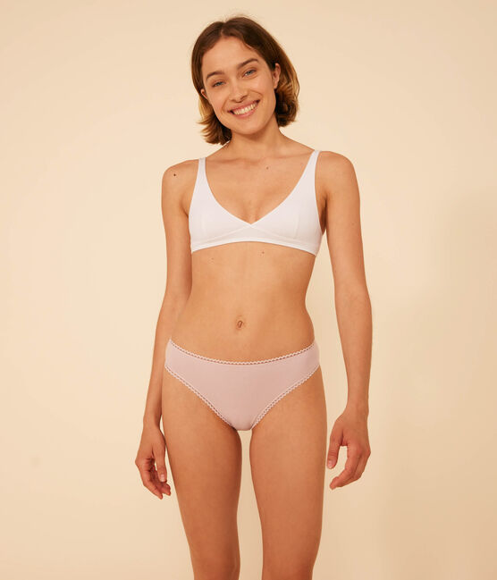 Damen-BH aus Baumwolle und Elastan weiss MARSHMALLOW