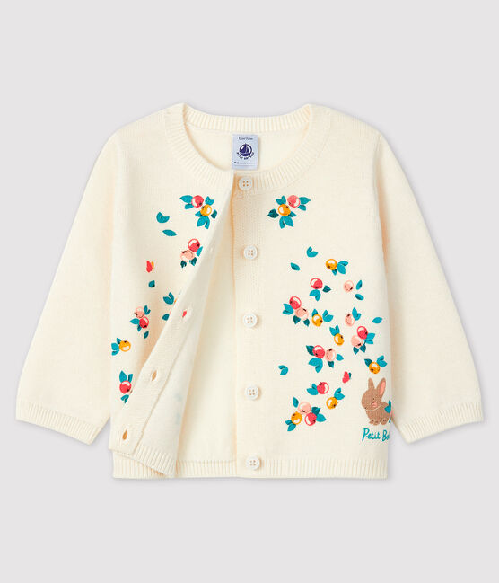 Langärmeliger Baby-Cardigan für Mädchen weiss MARSHMALLOW