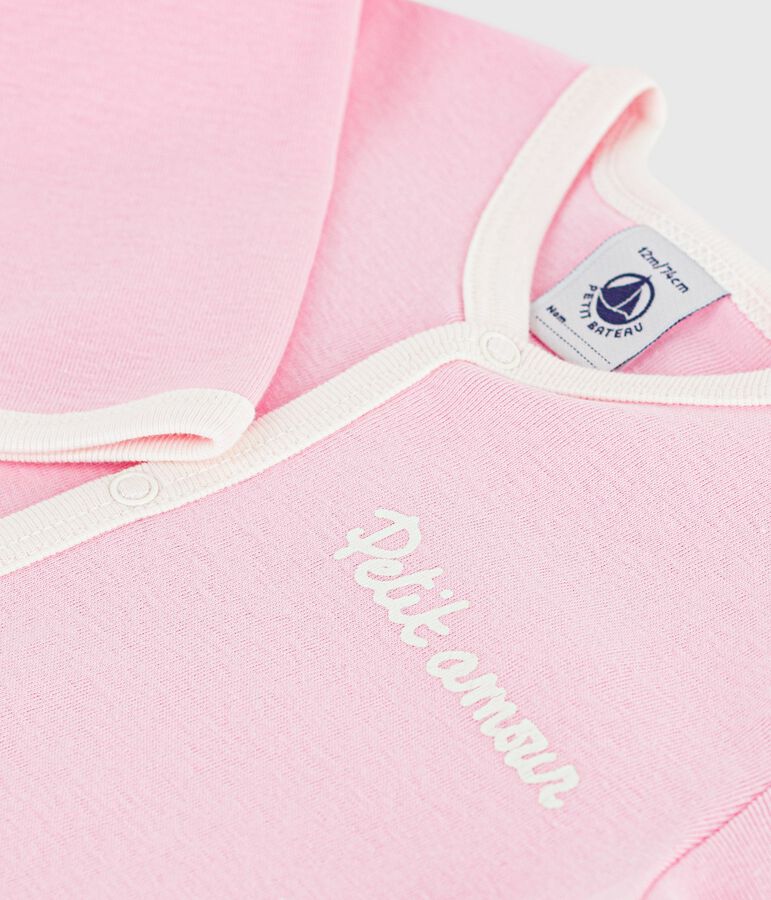 Strampler aus einfarbiger Baumwolle rosa