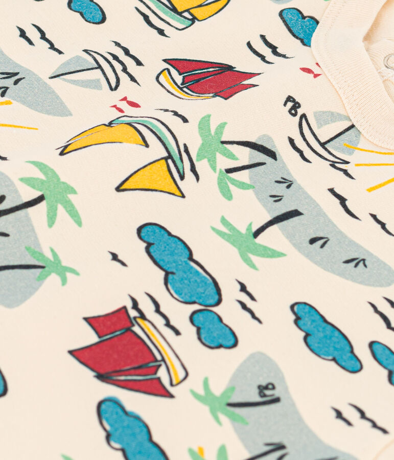 Baby-Kurzoverall aus bedrucktem Jersey naturfarben/vielfarbig