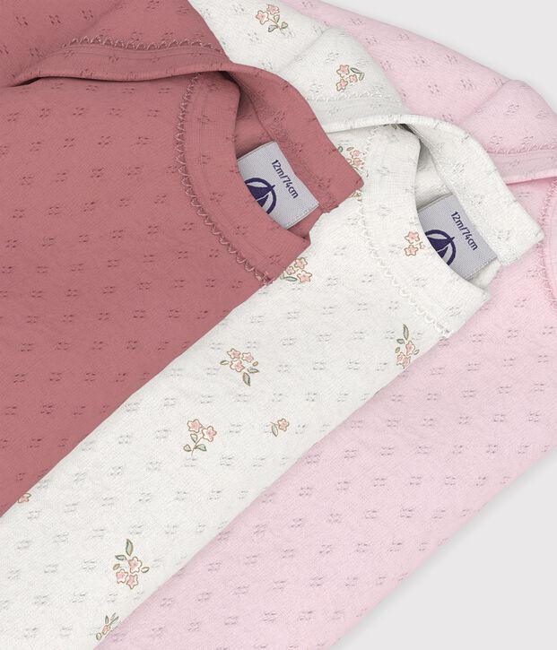 Set lang&auml;rmeliger Baby-Bodys aus Baumwolle mit Blumenmotiv vielfarbig