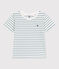 Kurzärmeliges Kinder-T-Shirt aus Baumwolle mit Streifen grün MARSHMALLOW/ DRAGONFLY
