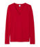 Damen-Langarmshirt mit V-Ausschnitt rot Mars
