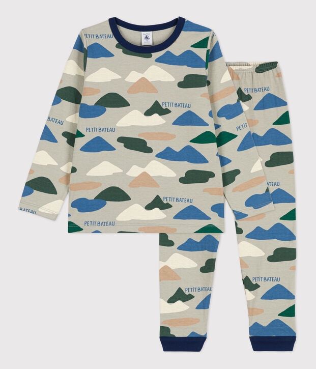 Kinderpyjama aus Doppeljersey f&uuml;r Jungen grau/vielfarbig