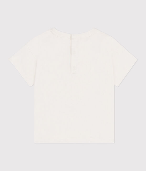 Kurzärmeliges Baby-T-Shirt aus einfarbiger Baumwolle weiss MARSHMALLOW/weiss MULTICO