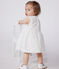 Ärmelloses weißes Baby-Kleid aus Baumwolle mit Lochspitze weiss MARSHMALLOW