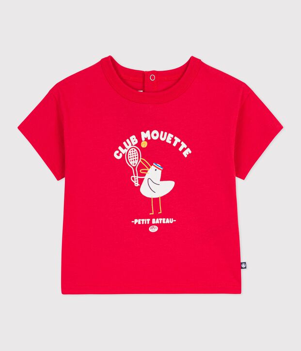 Kurz&auml;rmeliges Baby-T-Shirt aus Baumwolle mit M&ouml;wenmotiv rot