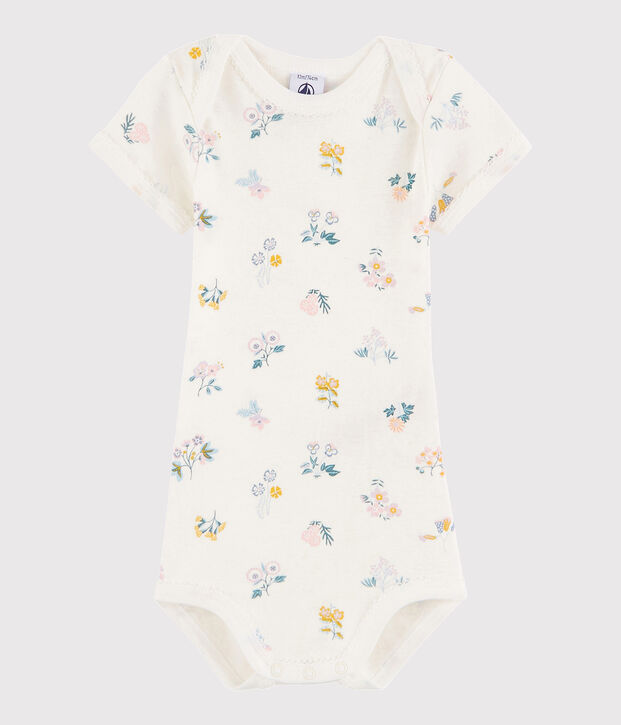 Kurz&auml;rmeliger Baby-Body M&auml;dchen weiss/vielfarbig