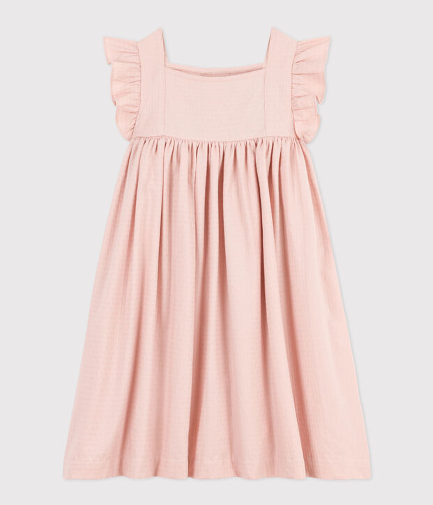 &Auml;rmelloses Kinder-Kleid aus gemusterter Baumwolle f&uuml;r M&auml;dchen rosa