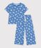 Kinder-Pyjama aus Baumwolle mit weiten Beinen und Herzmotiv blau/weiss