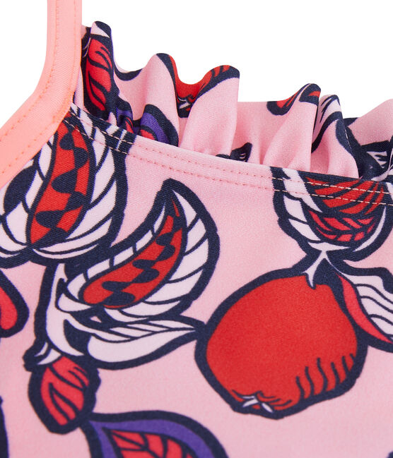 Kinder-Badeanzug aus recyceltem Material für Mädchen rosa PATIENCE/weiss MULTICO