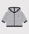 Baby-Kapuzensweatshirt aus dickem Jersey mit Marinestreifen weiss MARSHMALLOW/blau SMOKING