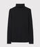 Rollkragenshirt aus Baumwolle für Damen schwarz NOIR