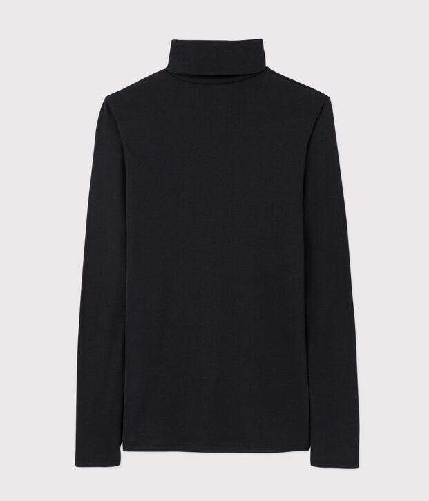 Rollkragenshirt aus Baumwolle f&uuml;r Damen schwarz