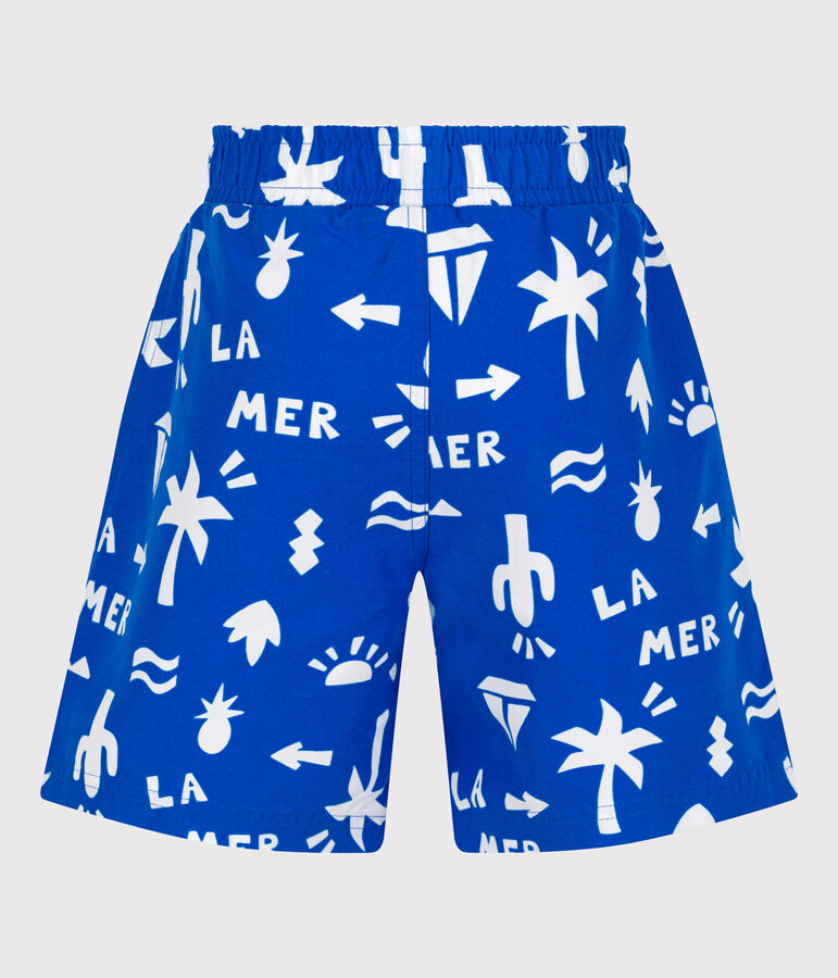 Kinder-Badeshorts mit Muster blau/weiss