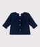 Baby-Cardigan kraus rechts gestrickt aus Baumwolle blau MEDIEVAL