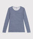 Langärmeliges gestreiftes Damen-T-Shirt aus Wolle und Baumwolle
