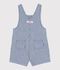 Kurze Baby-Latzhose aus gestreiftem Serge blau/weiss