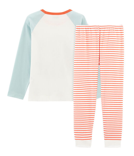 Rippstrick-Pyjama für kleine Jungen weiss MARSHMALLOW/weiss MULTICO