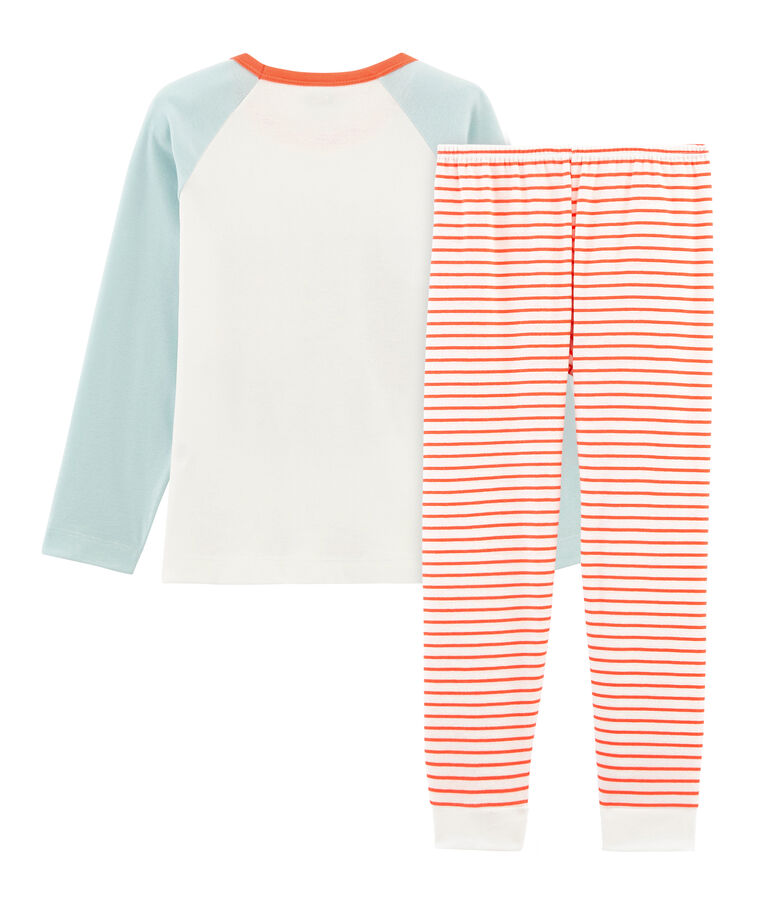 Rippstrick-Pyjama f&uuml;r kleine Jungen weiss MARSHMALLOW/weiss MULTICO