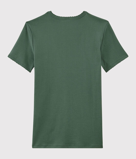 Klassisches Damen-T-Shirt aus Baumwolle mit Rundhalsausschnitt grün VALLEE