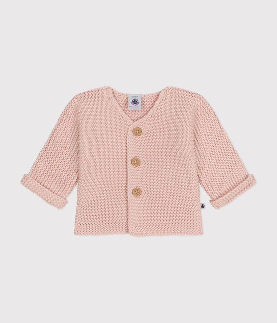 Baby-Cardigan kraus rechts gestrickt rosa SALINE