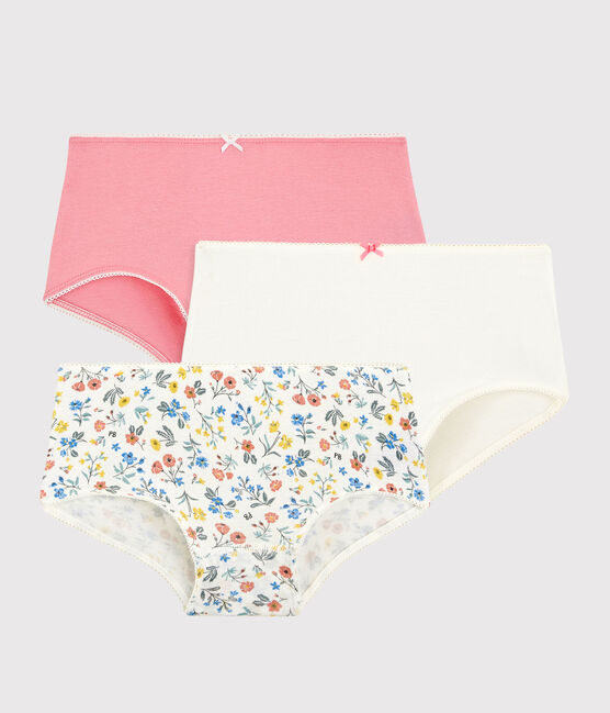 3er-Set geblümte Shortys aus Baumwolle im Retro-Design für Mädchen variante 1