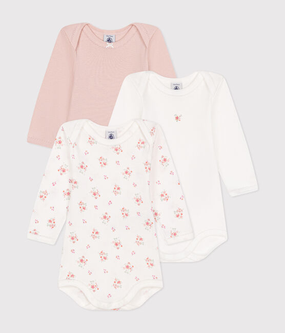 3er-Set langärmelige Bodys aus Baumwolle mit Blumenmotiv für Babys variante 1