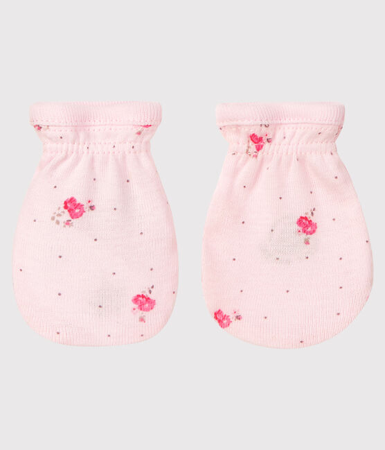 Babyfäustlinge aus Rippstrick rosa VIENNE/weiss MULTICO