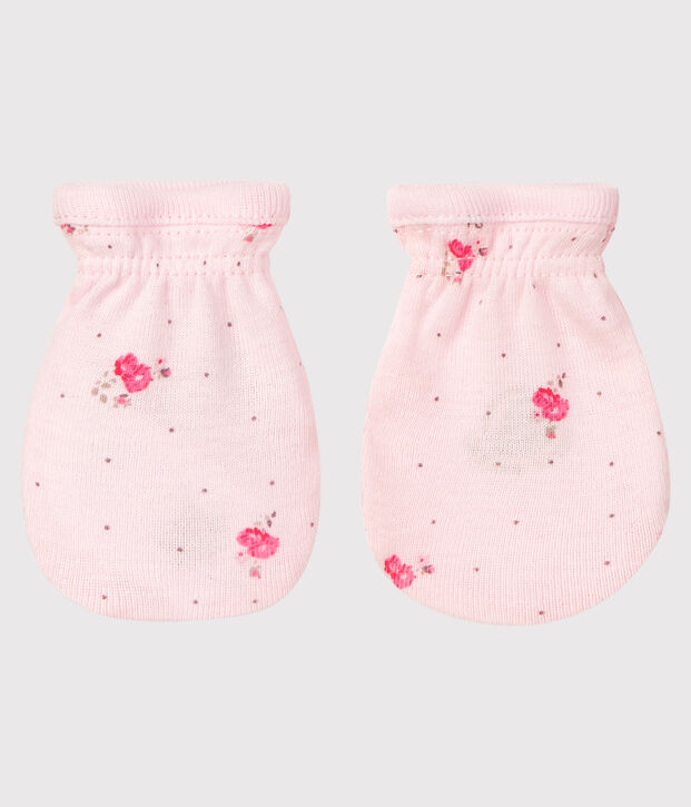 Babyf&auml;ustlinge aus Rippstrick rosa/vielfarbig